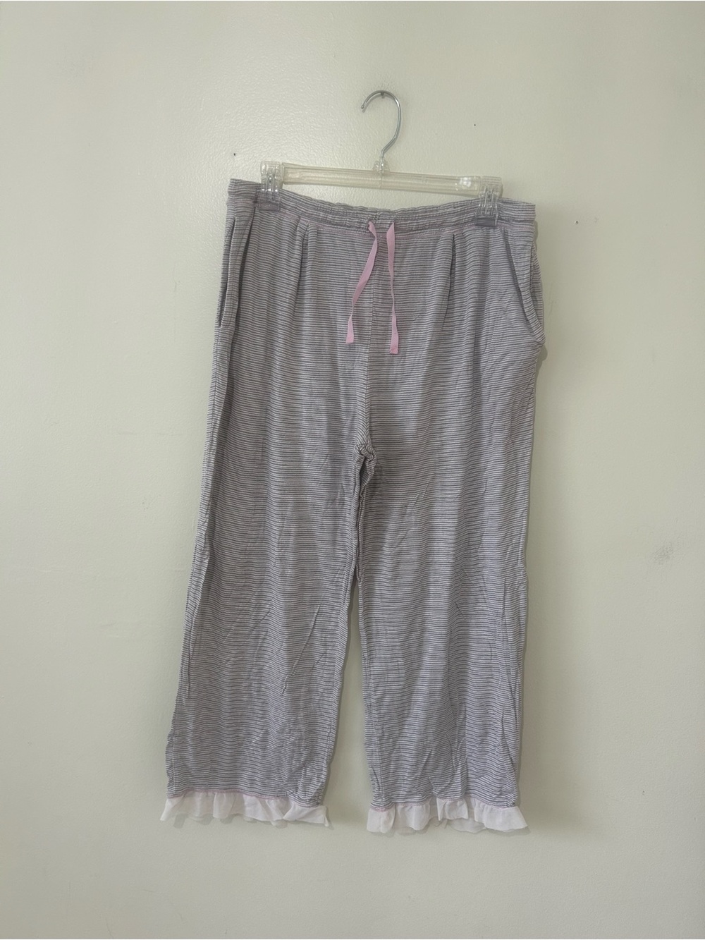 Layla Striped Lounge Pants with Pink Bow Accent